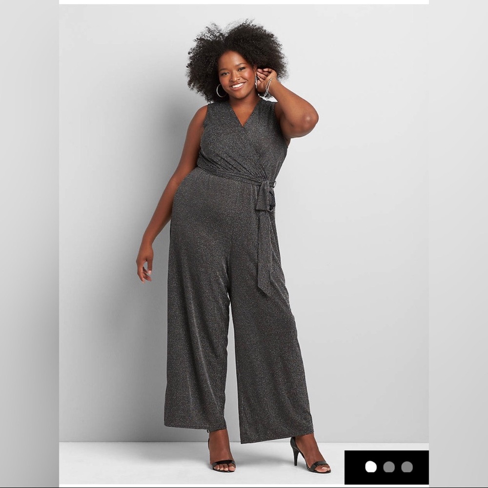 Lane Bryant Black Glitter Jumpsuit